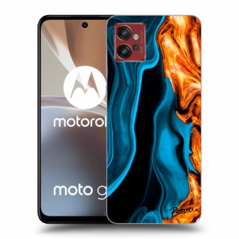 Picasee crna silikonska maskica za Motorola Moto G32 - Gold blue