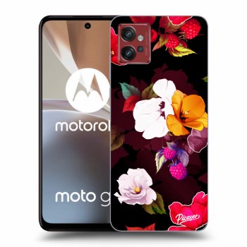 Picasee crna silikonska maskica za Motorola Moto G32 - Flowers and Berries