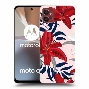 Picasee crna silikonska maskica za Motorola Moto G32 - Red Lily