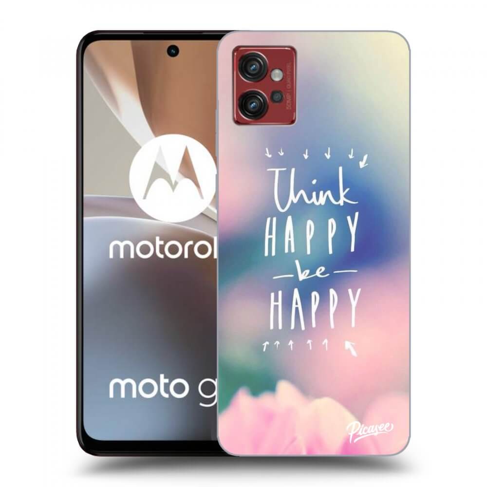 Picasee crna silikonska maskica za Motorola Moto G32 - Think happy be happy