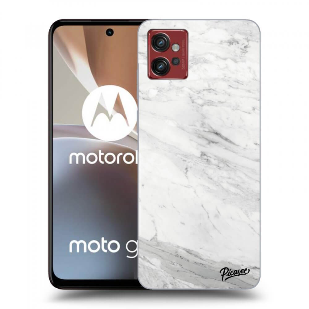 Picasee crna silikonska maskica za Motorola Moto G32 - White marble