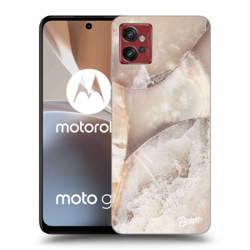 Picasee crna silikonska maskica za Motorola Moto G32 - Cream marble