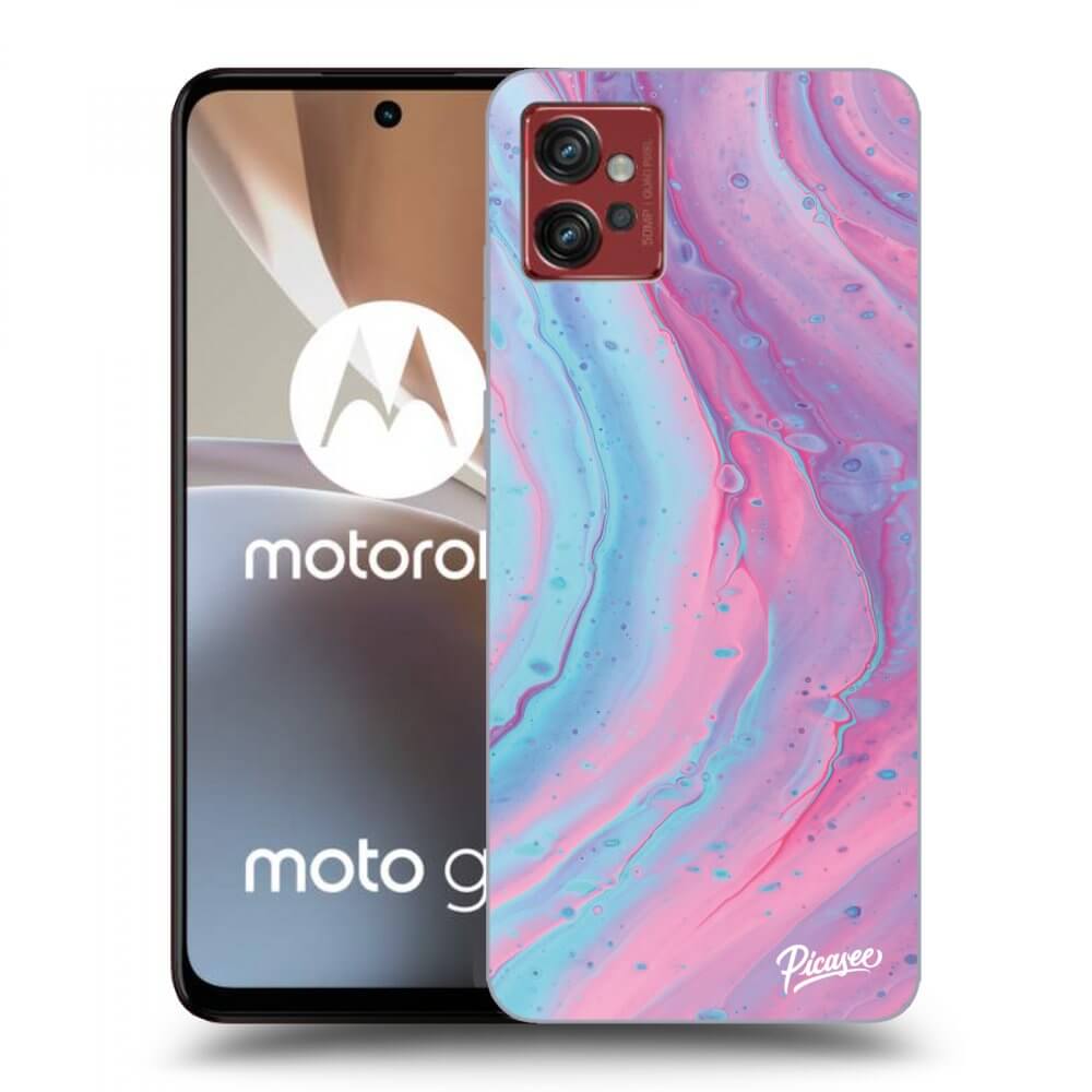 Picasee crna silikonska maskica za Motorola Moto G32 - Pink liquid