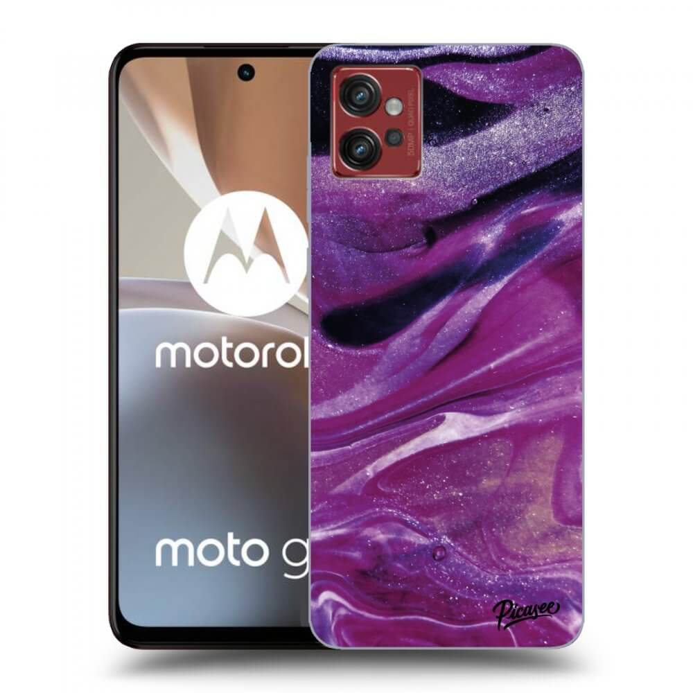 Picasee crna silikonska maskica za Motorola Moto G32 - Purple glitter