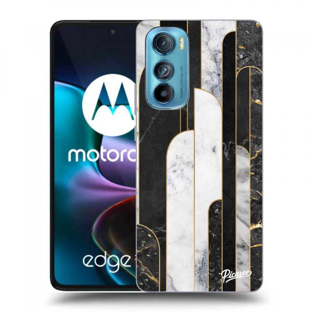 Picasee crna silikonska maskica za Motorola Edge 30 - Black & White tile