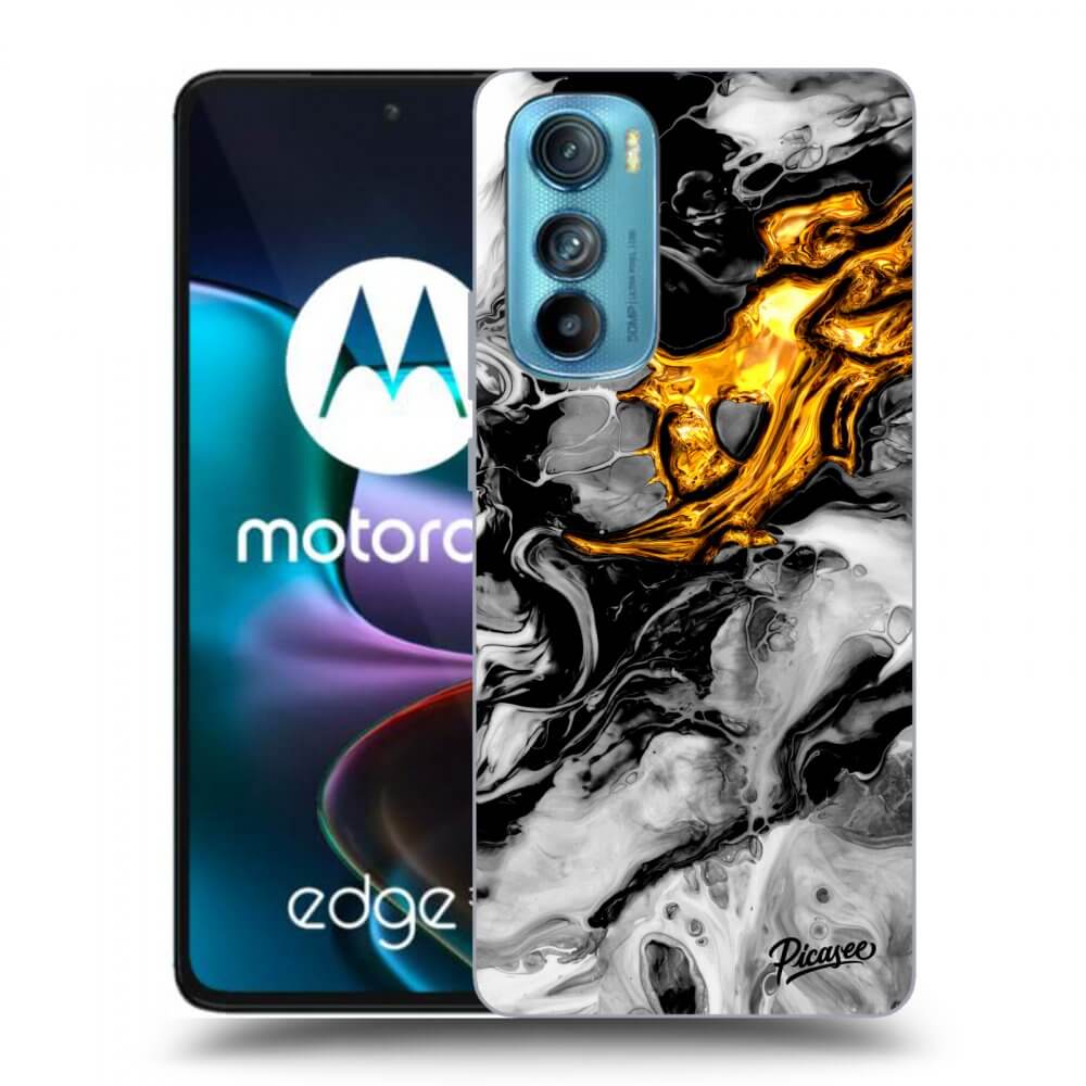 Picasee crna silikonska maskica za Motorola Edge 30 - Black Gold 2