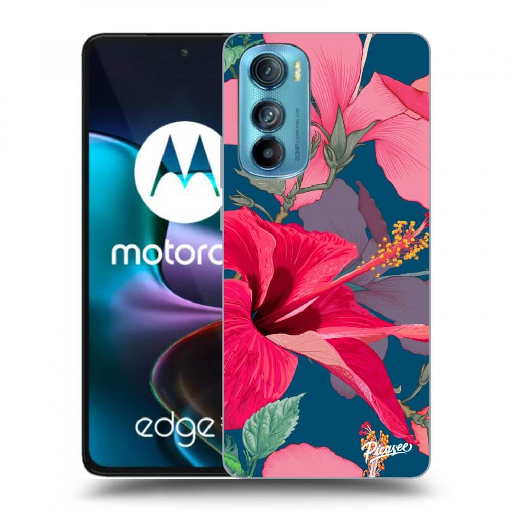Picasee crna silikonska maskica za Motorola Edge 30 - Hibiscus