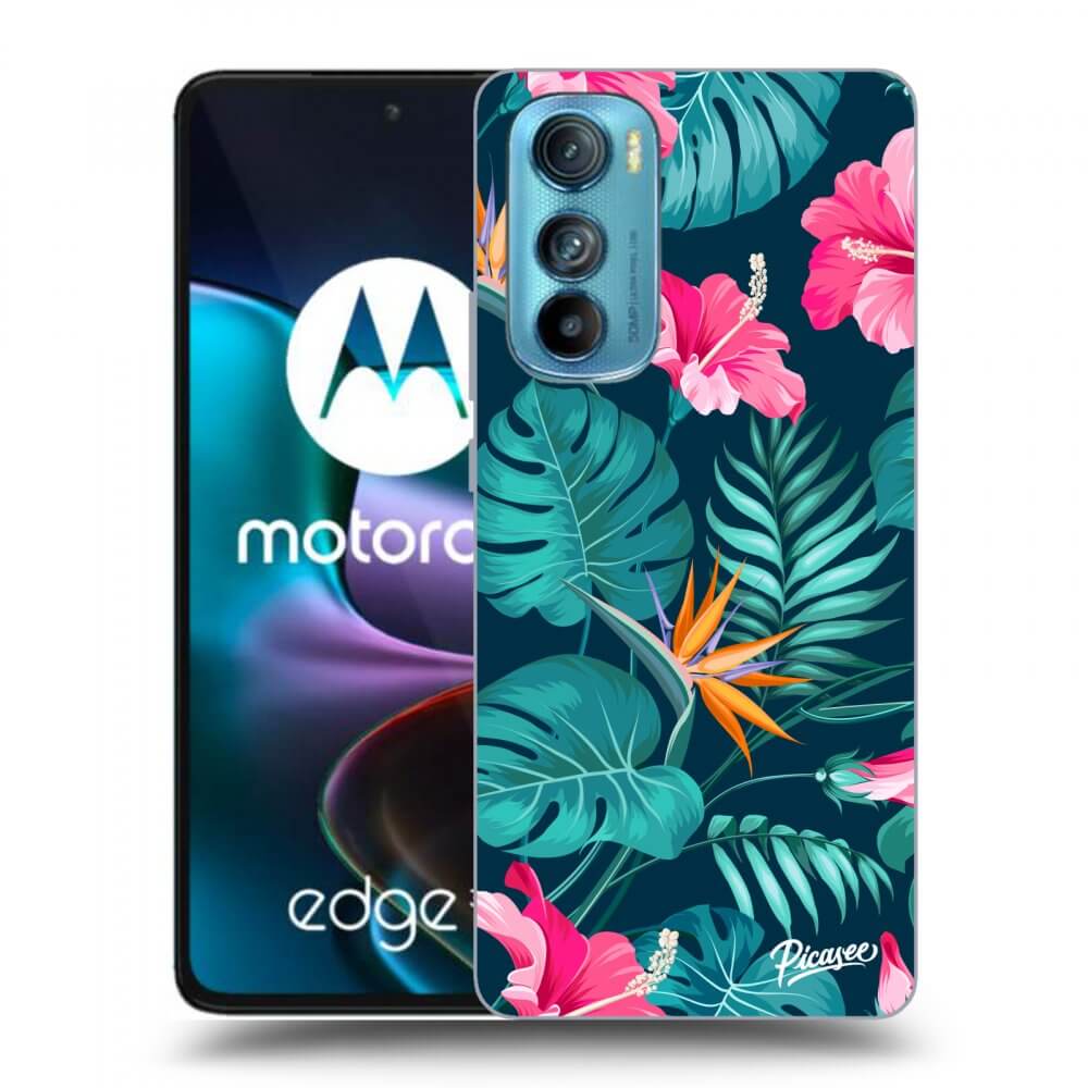 Picasee crna silikonska maskica za Motorola Edge 30 - Pink Monstera