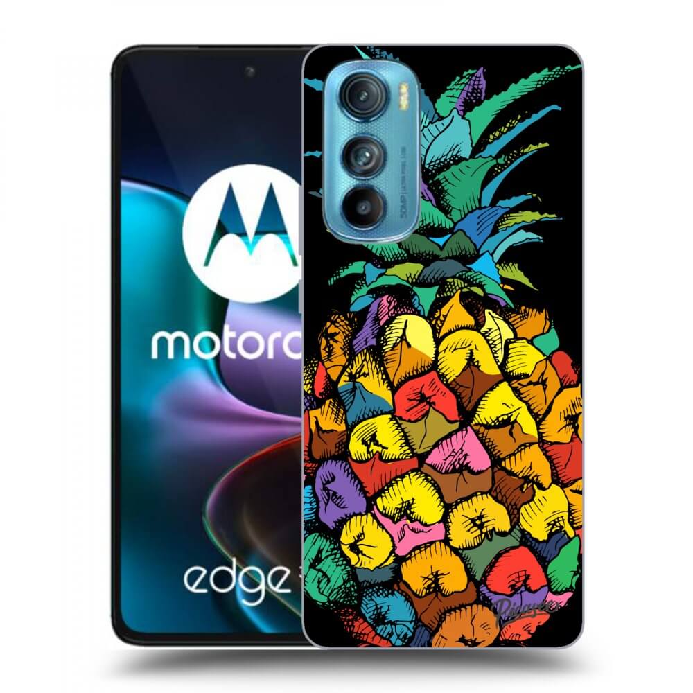 Picasee crna silikonska maskica za Motorola Edge 30 - Pineapple