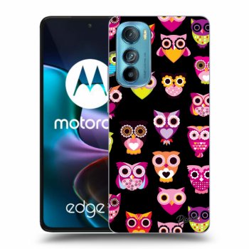 Picasee crna silikonska maskica za Motorola Edge 30 - Owls