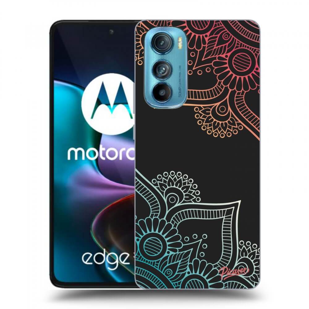 Picasee crna silikonska maskica za Motorola Edge 30 - Flowers pattern