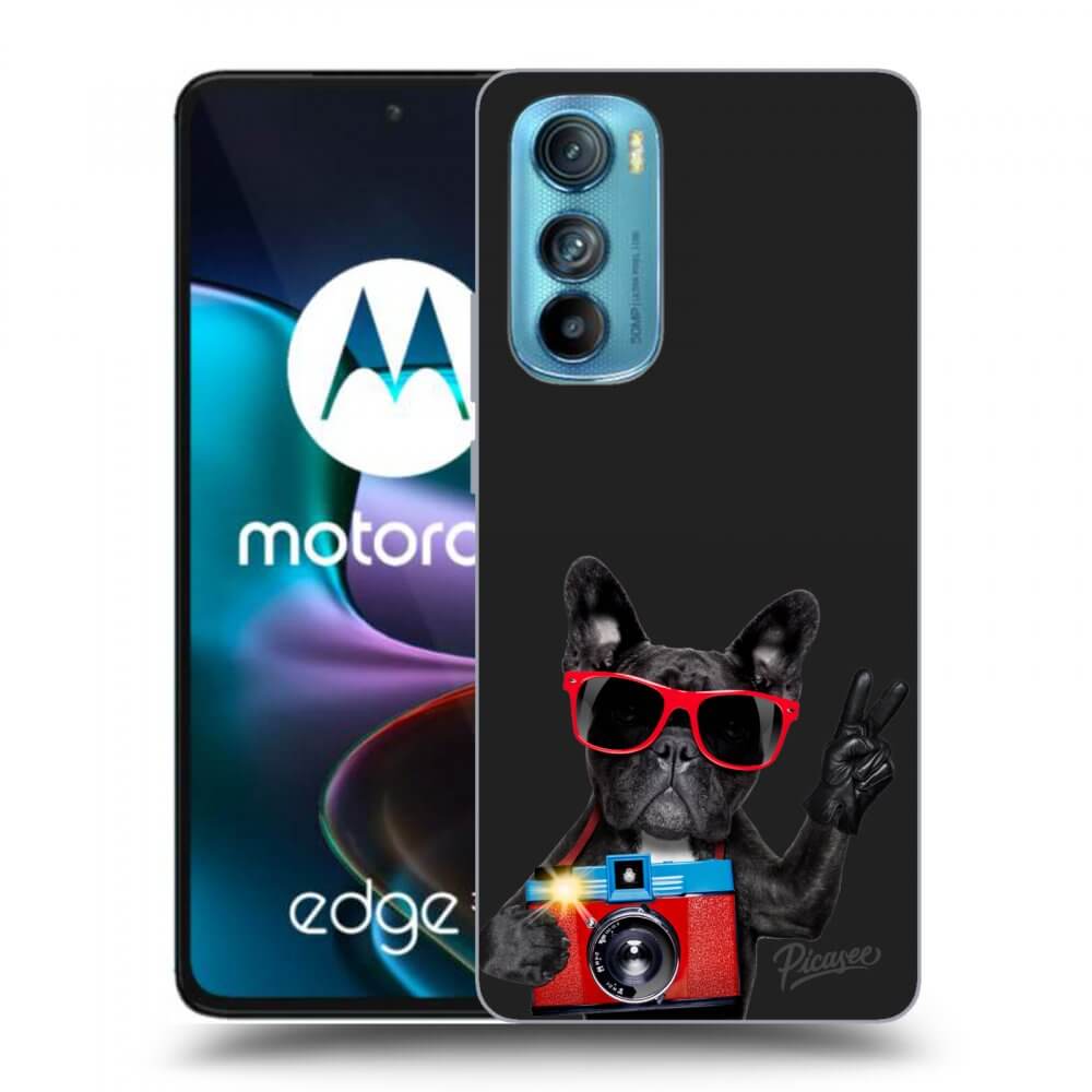 Picasee crna silikonska maskica za Motorola Edge 30 - French Bulldog