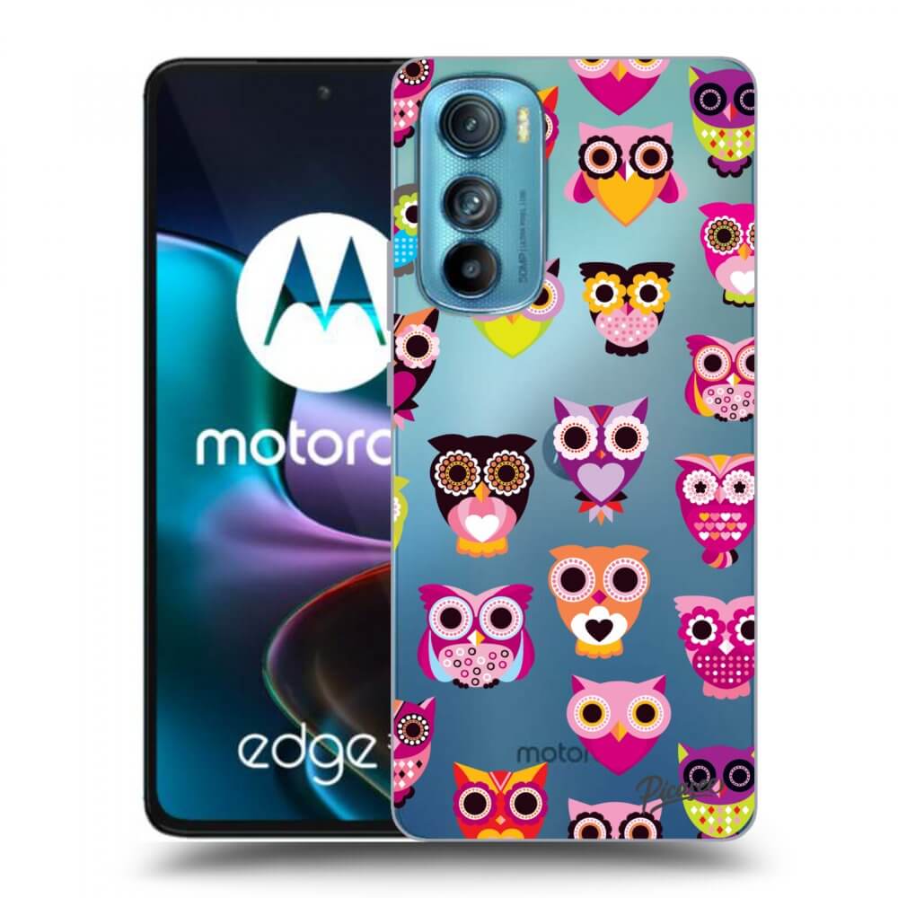 Picasee silikonska prozirna maskica za Motorola Edge 30 - Owls