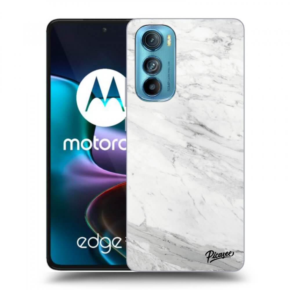 Picasee crna silikonska maskica za Motorola Edge 30 - White marble