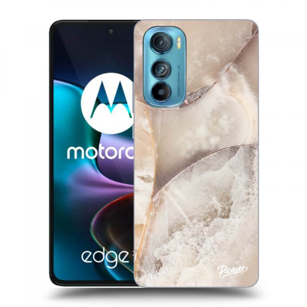 Picasee crna silikonska maskica za Motorola Edge 30 - Cream marble