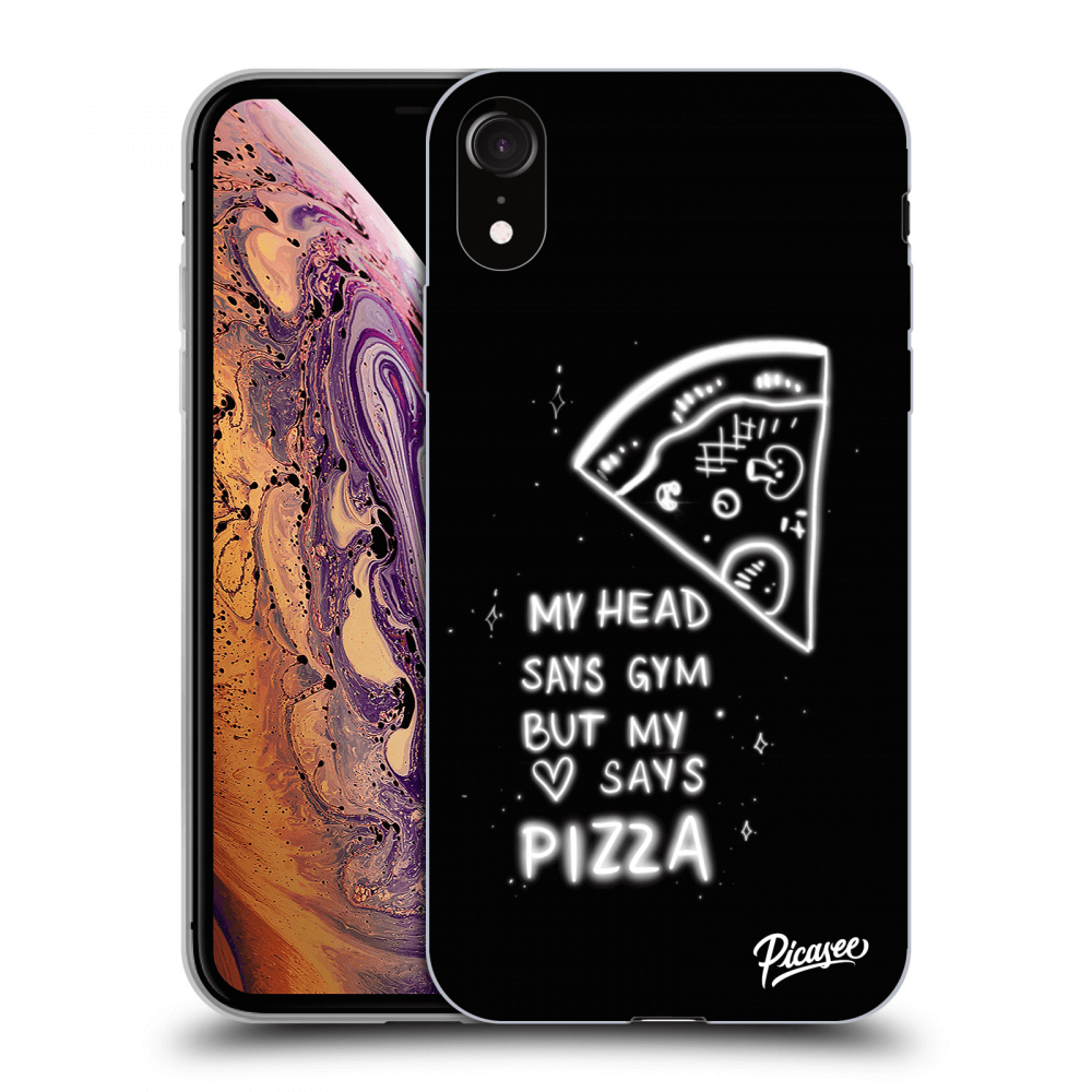Picasee crna silikonska maskica za Apple iPhone XR - Pizza