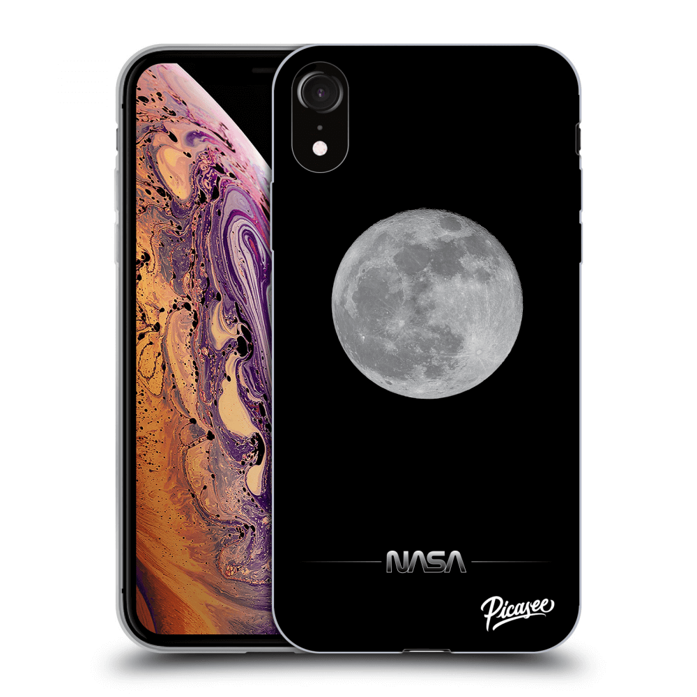 Picasee crna silikonska maskica za Apple iPhone XR - Moon Minimal