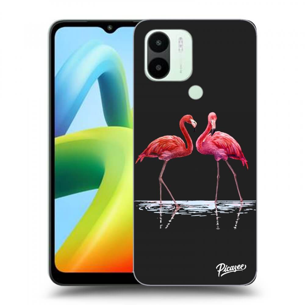 Picasee crna silikonska maskica za Xiaomi Redmi A1 - Flamingos couple