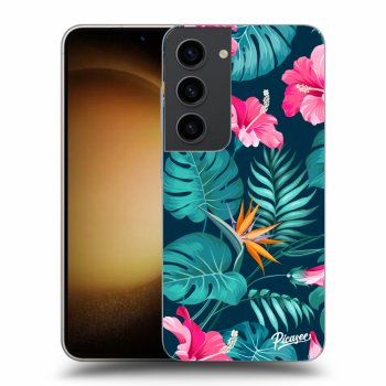 Picasee crna silikonska maskica za Samsung Galaxy S23 5G - Pink Monstera