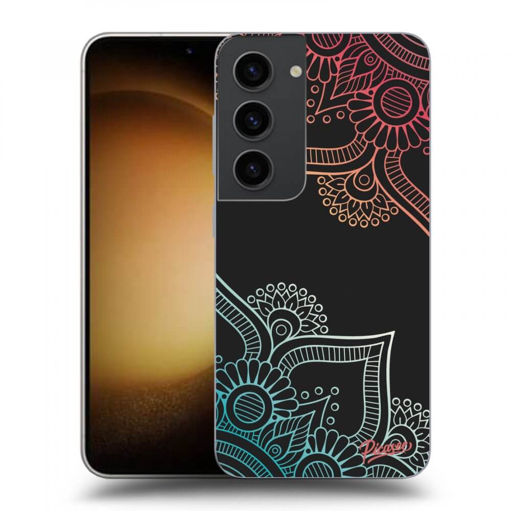 Picasee crna silikonska maskica za Samsung Galaxy S23 5G - Flowers pattern
