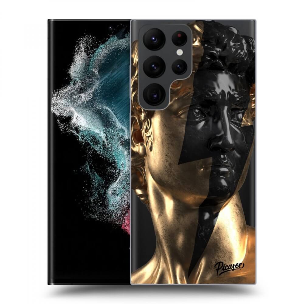 Picasee silikonska prozirna maskica za Samsung Galaxy S23 Ultra 5G - Wildfire - Gold