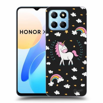 Picasee crna silikonska maskica za Honor X8 5G - Unicorn star heaven