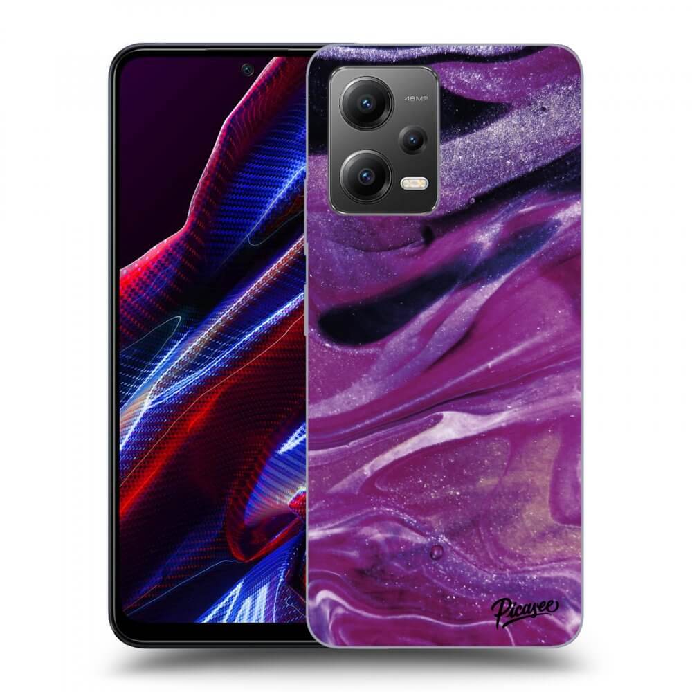 Picasee crna silikonska maskica za Xiaomi Poco X5 - Purple glitter