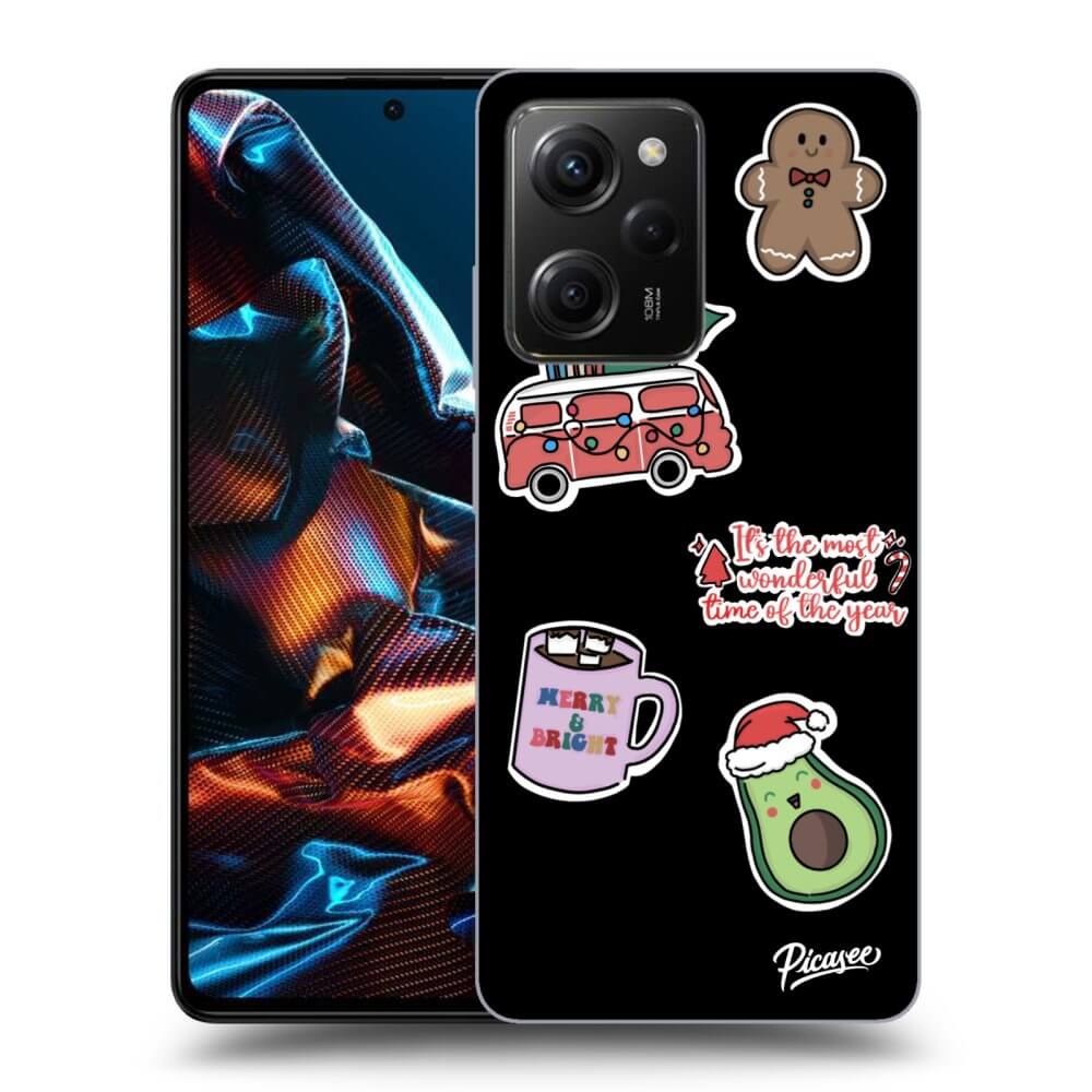 Picasee crna silikonska maskica za Xiaomi Poco X5 Pro - Christmas Stickers