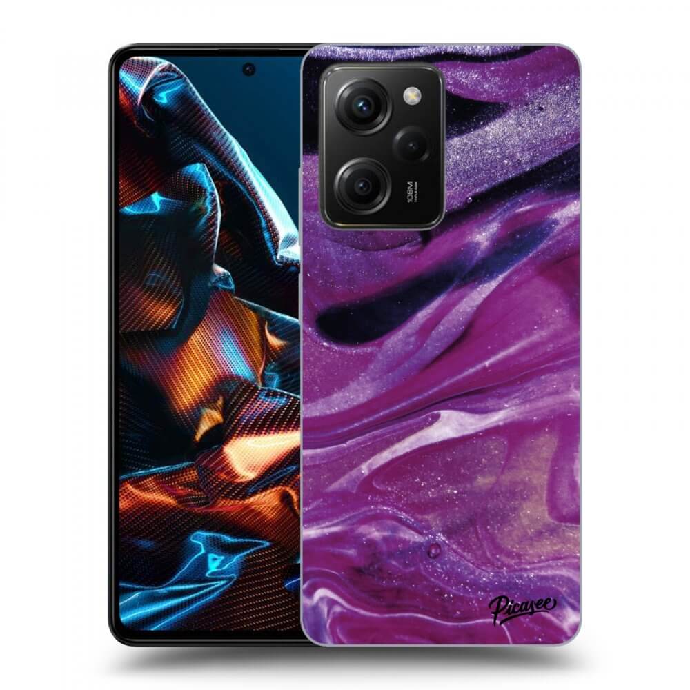 Picasee crna silikonska maskica za Xiaomi Poco X5 Pro - Purple glitter