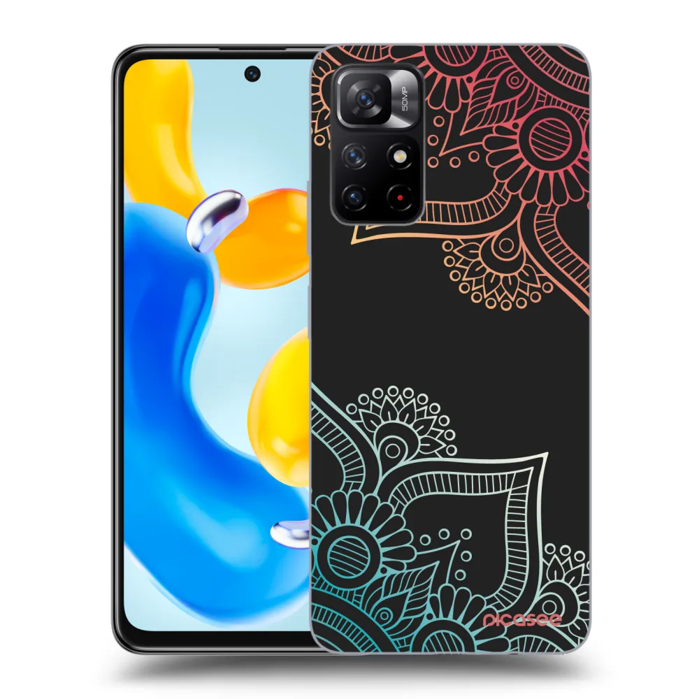 Picasee crna silikonska maskica za Xiaomi Redmi Note 11S 5G - Flowers pattern