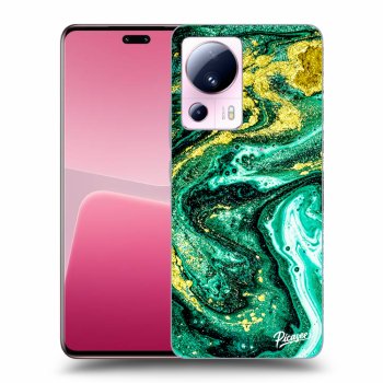 Picasee crna silikonska maskica za Xiaomi 13 Lite - Green Gold