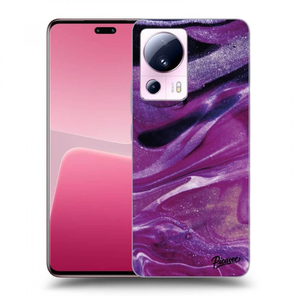 Picasee crna silikonska maskica za Xiaomi 13 Lite - Purple glitter