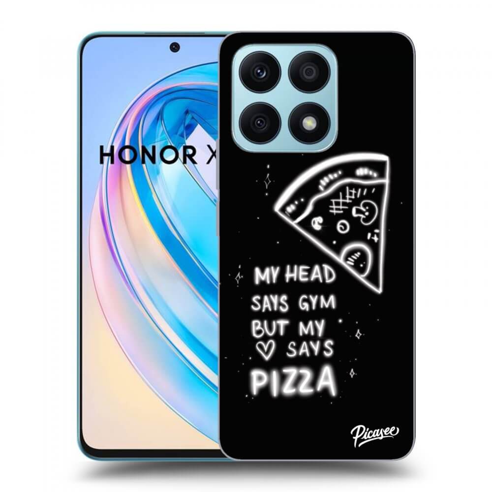 Picasee crna silikonska maskica za Honor X8a - Pizza