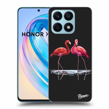 Picasee crna silikonska maskica za Honor X8a - Flamingos couple