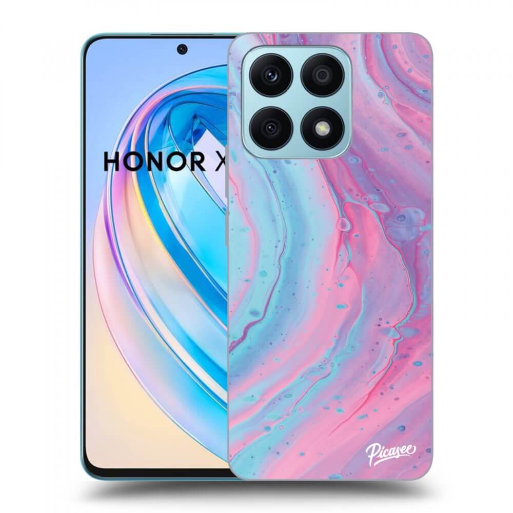 Picasee crna silikonska maskica za Honor X8a - Pink liquid