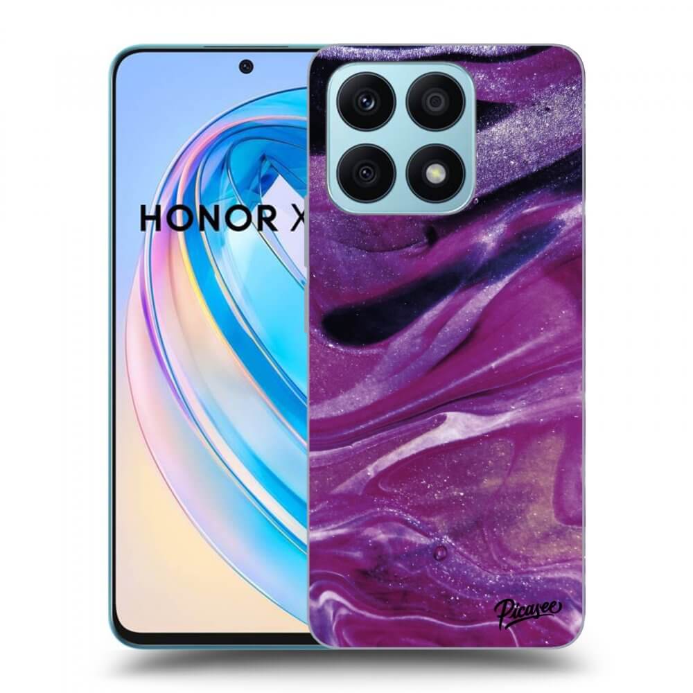 Picasee silikonska prozirna maskica za Honor X8a - Purple glitter