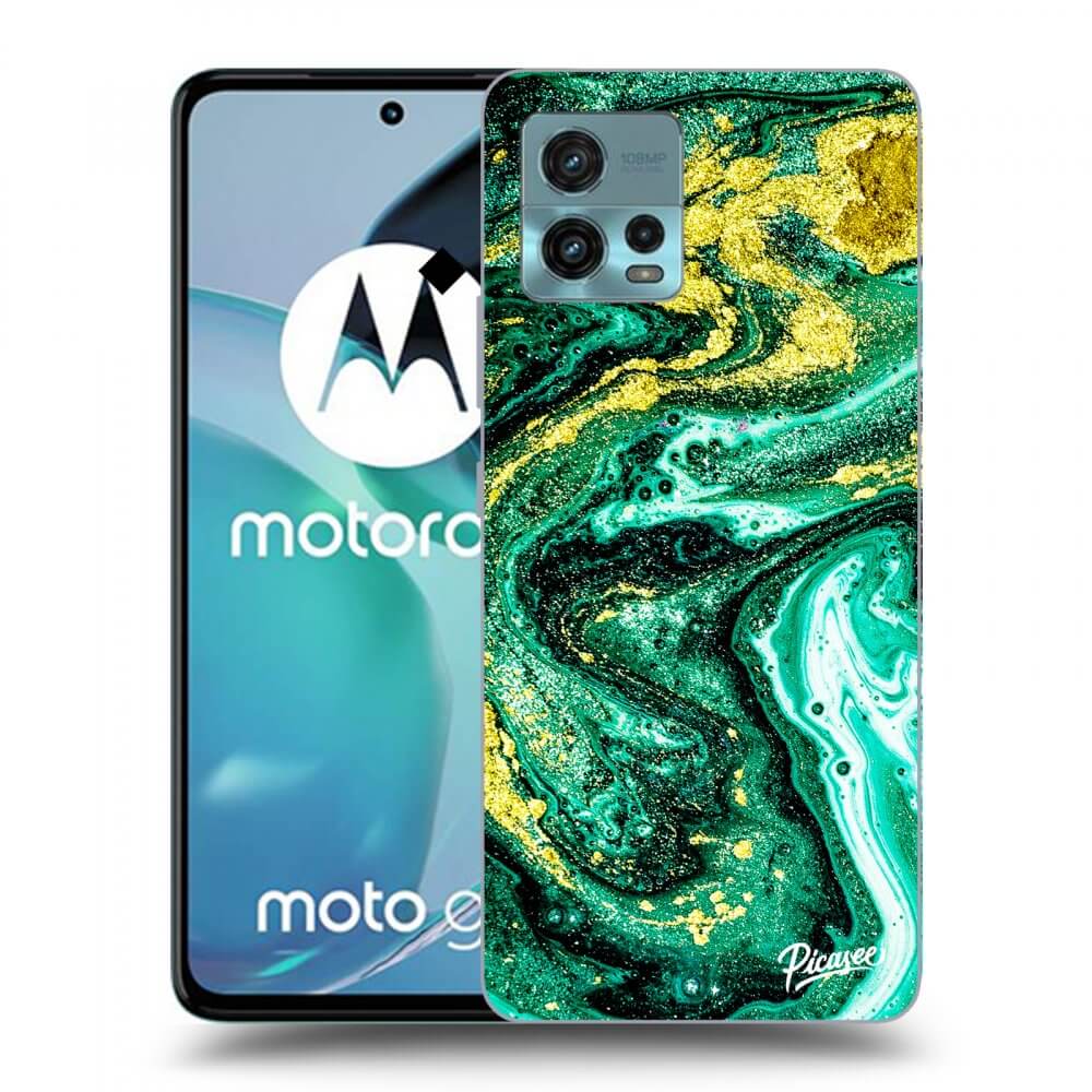 Picasee crna silikonska maskica za Motorola Moto G72 - Green Gold
