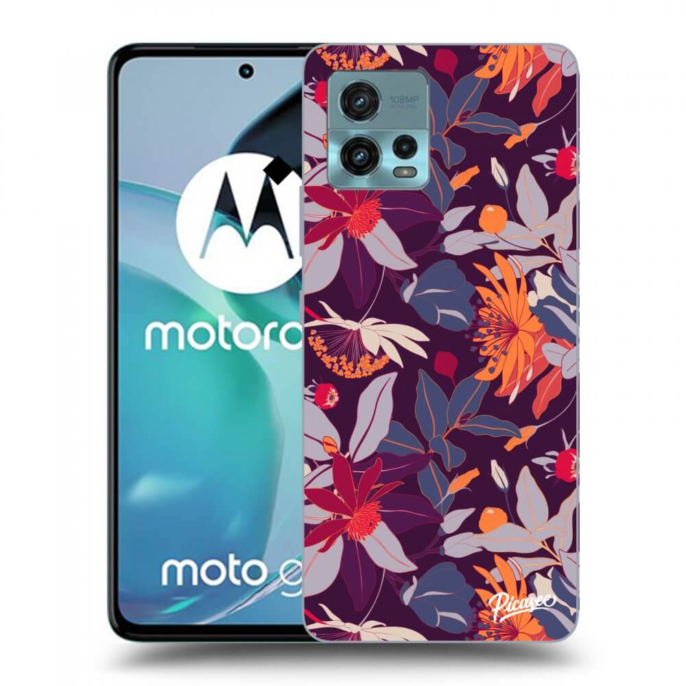 Picasee crna silikonska maskica za Motorola Moto G72 - Purple Leaf