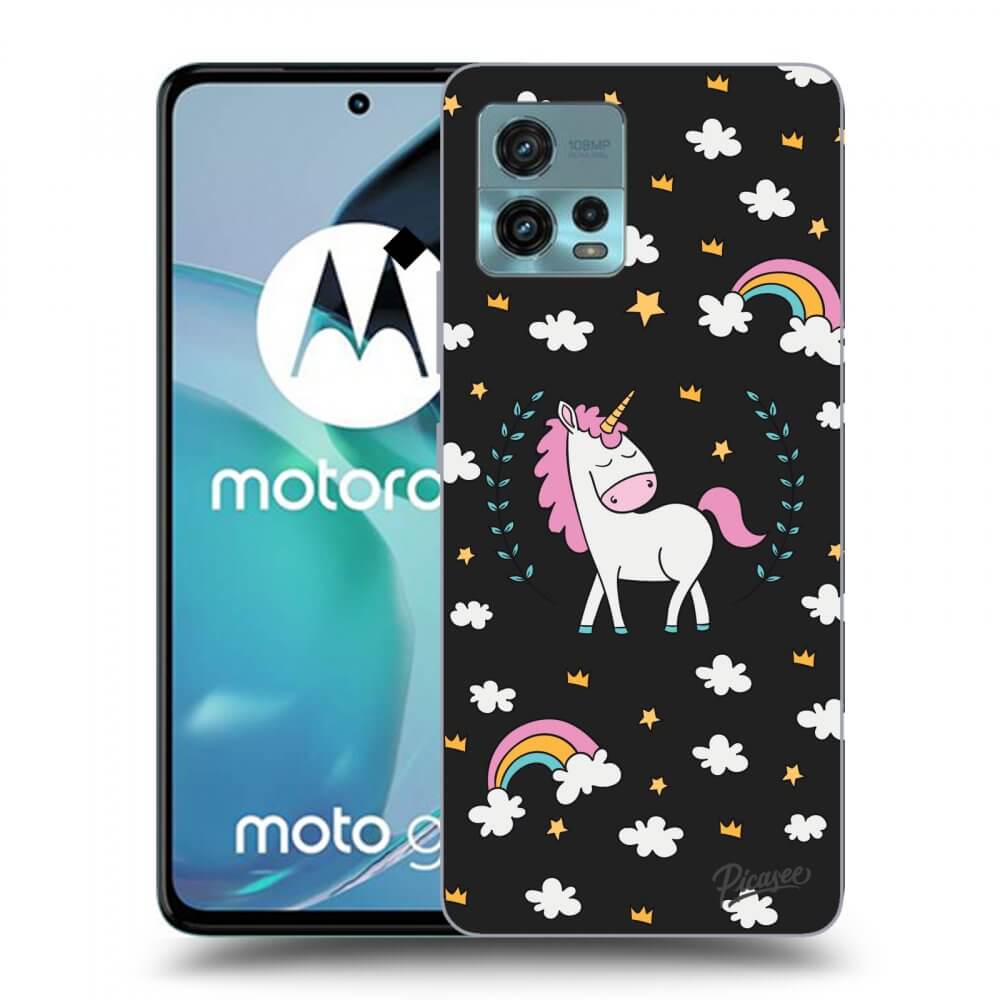 Picasee crna silikonska maskica za Motorola Moto G72 - Unicorn star heaven