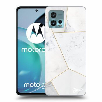 Picasee crna silikonska maskica za Motorola Moto G72 - White tile