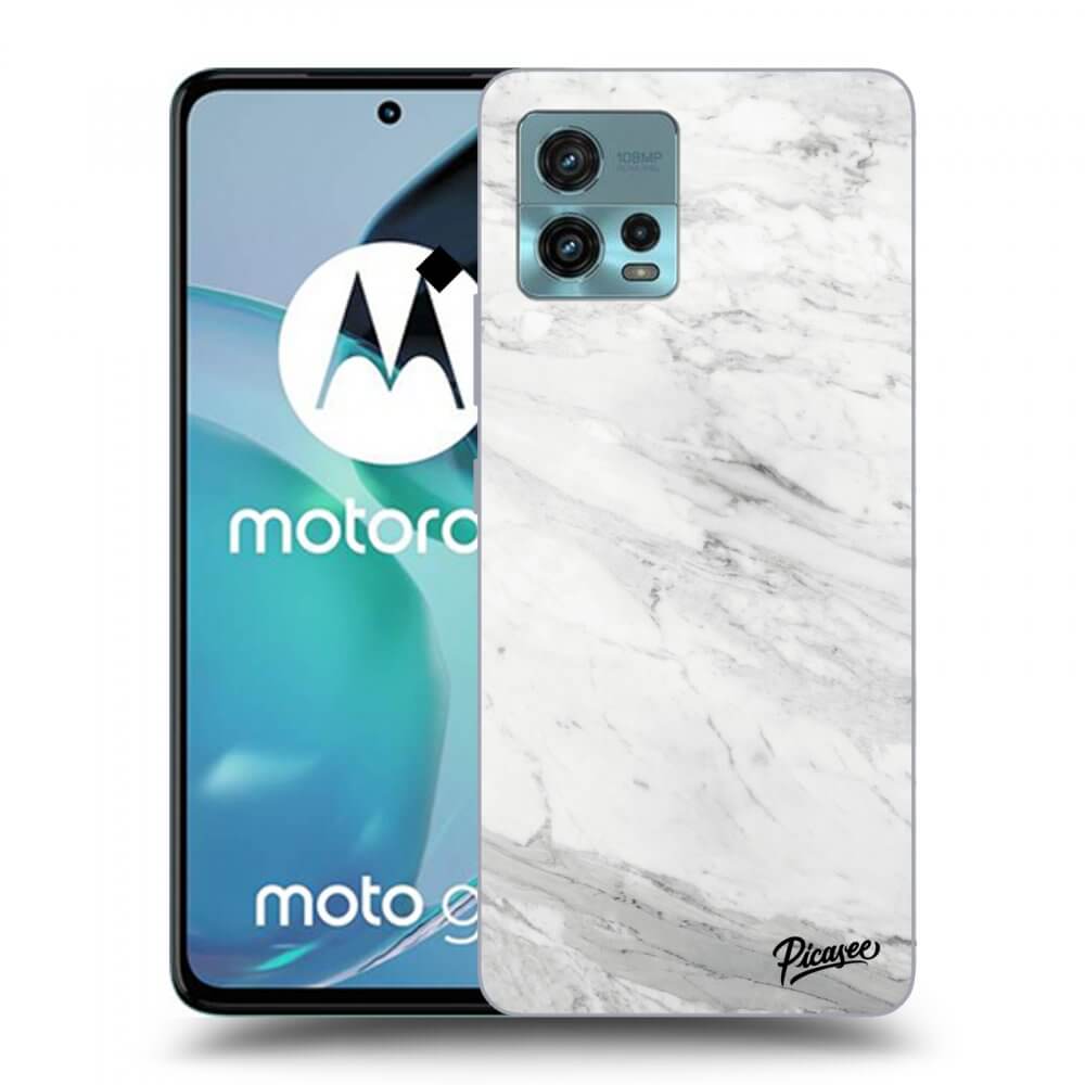 Picasee crna silikonska maskica za Motorola Moto G72 - White marble