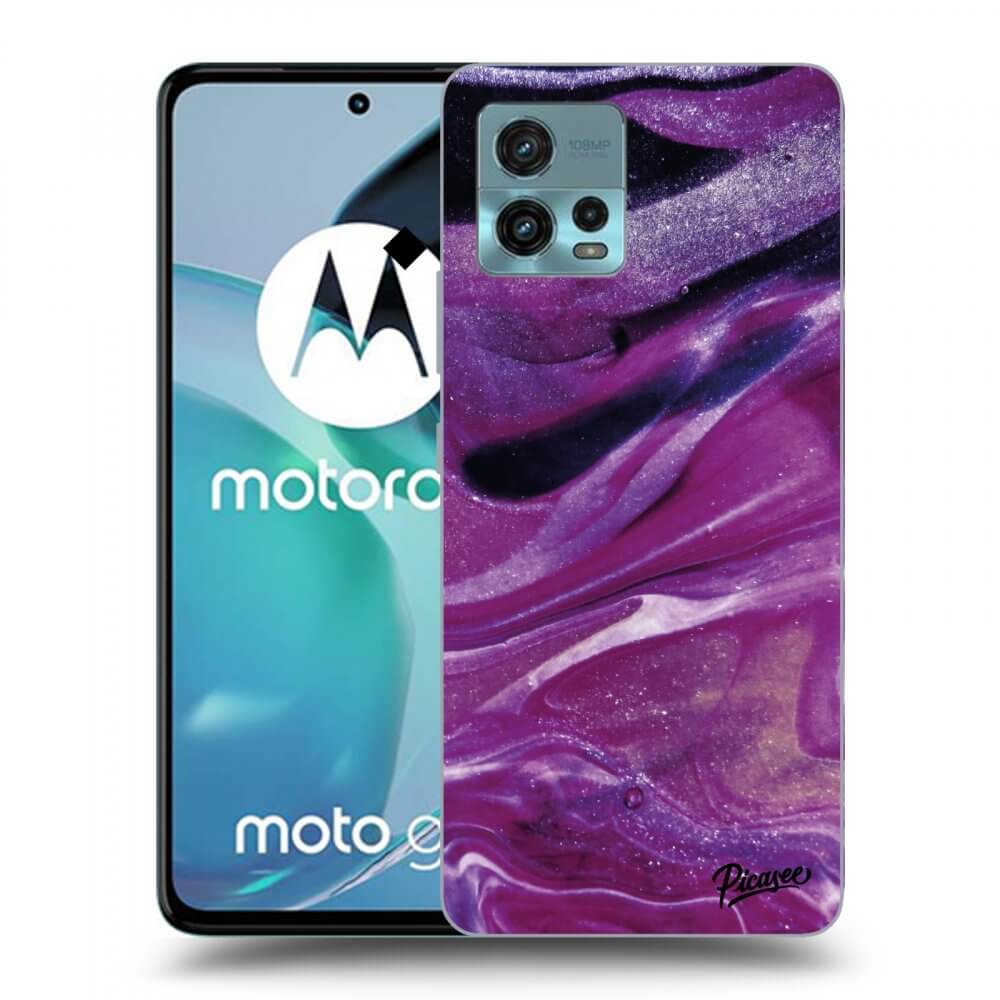 Picasee silikonska prozirna maskica za Motorola Moto G72 - Purple glitter