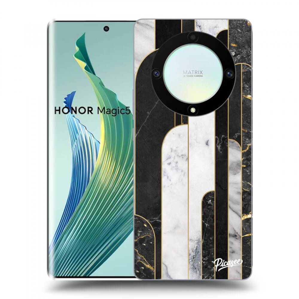 Picasee crna silikonska maskica za Honor Magic5 Lite 5G - Black & White tile