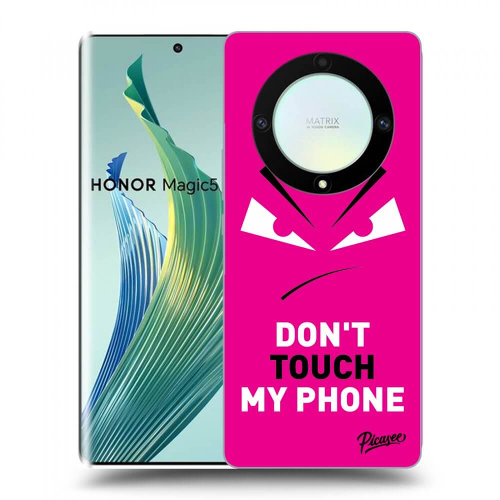 Picasee crna silikonska maskica za Honor Magic5 Lite 5G - Evil Eye - Pink