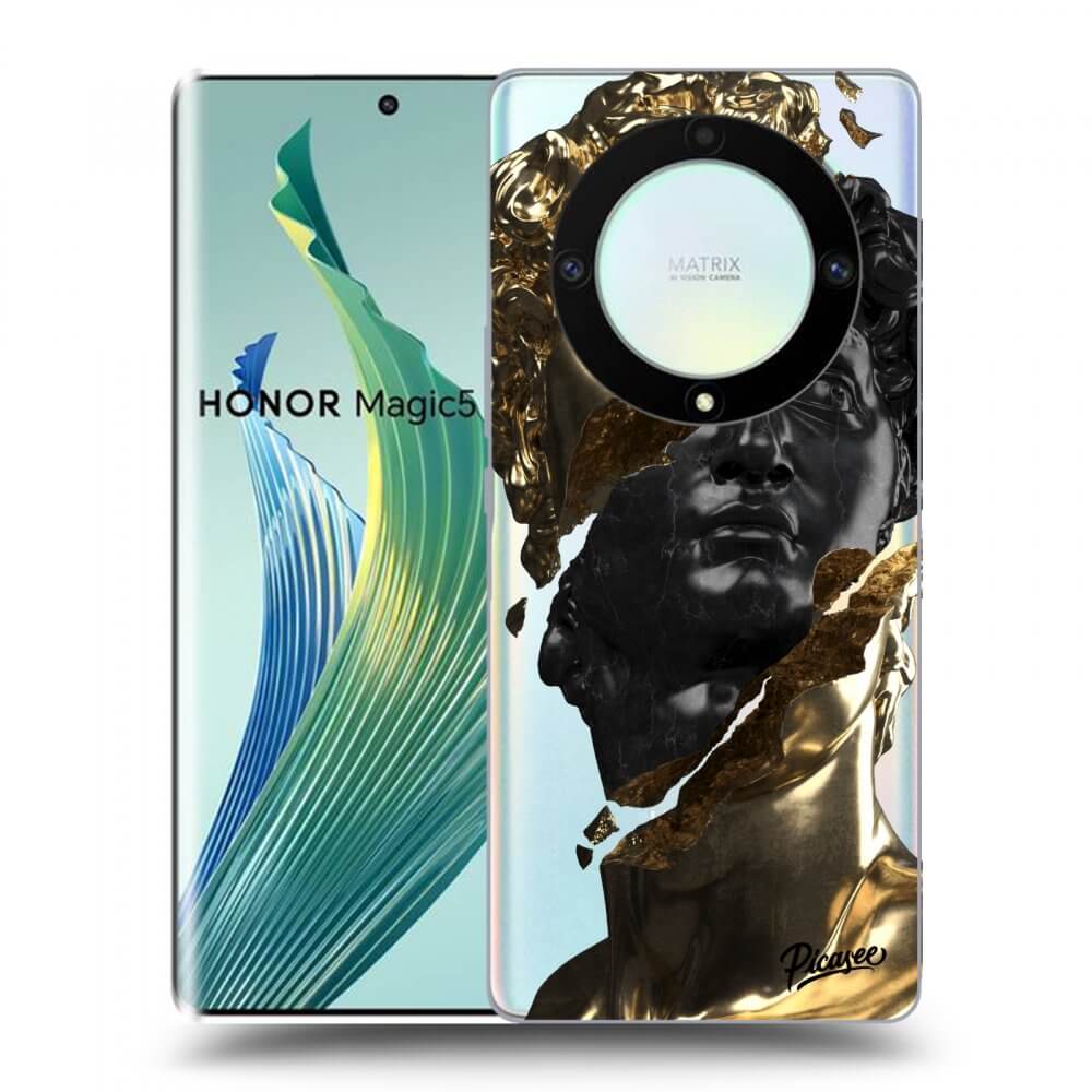 Picasee silikonska prozirna maskica za Honor Magic5 Lite 5G - Gold - Black