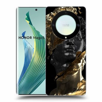 Picasee crna silikonska maskica za Honor Magic5 Lite 5G - Gold - Black