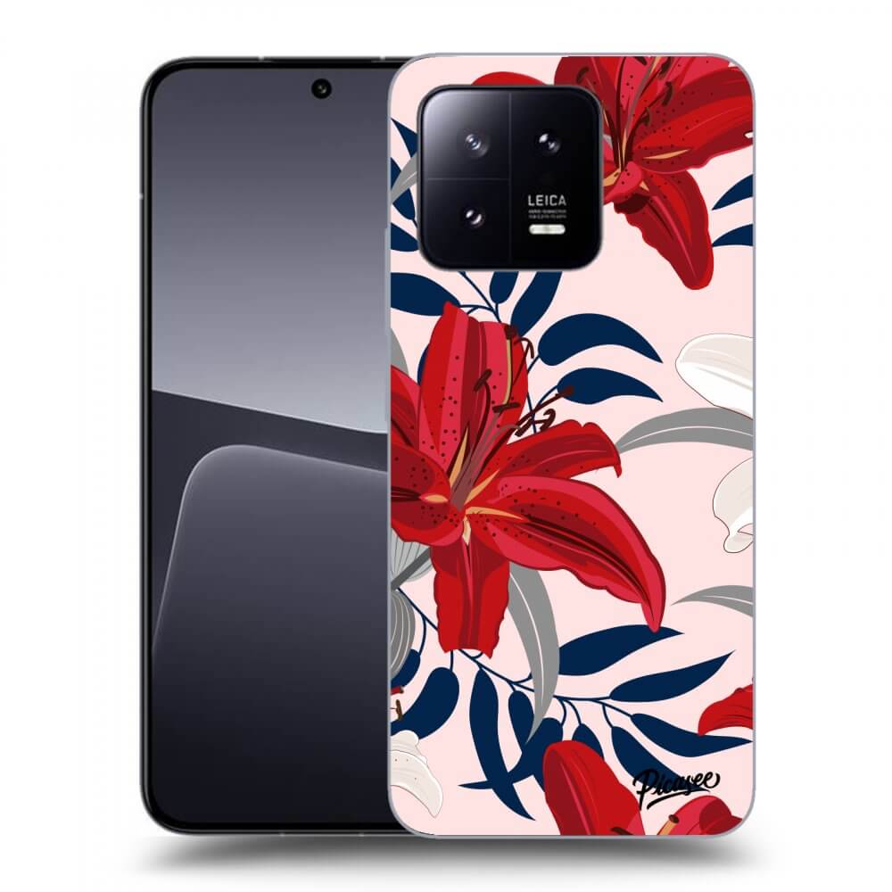 Picasee crna silikonska maskica za Xiaomi 13 - Red Lily