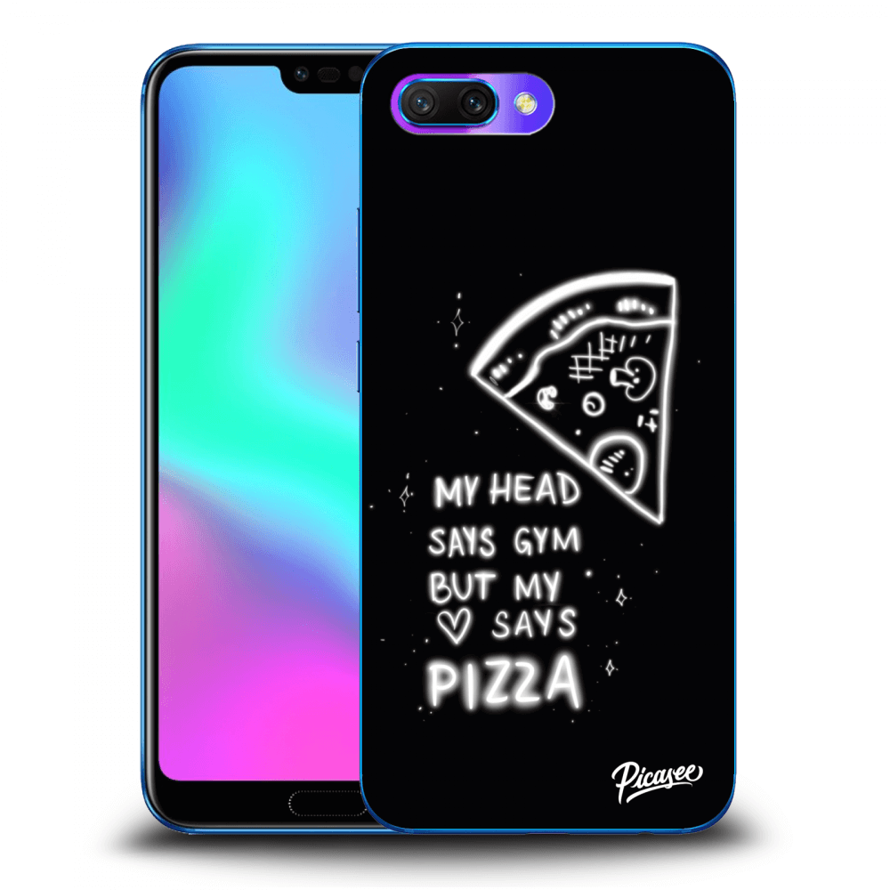 Picasee crna silikonska maskica za Honor 10 - Pizza