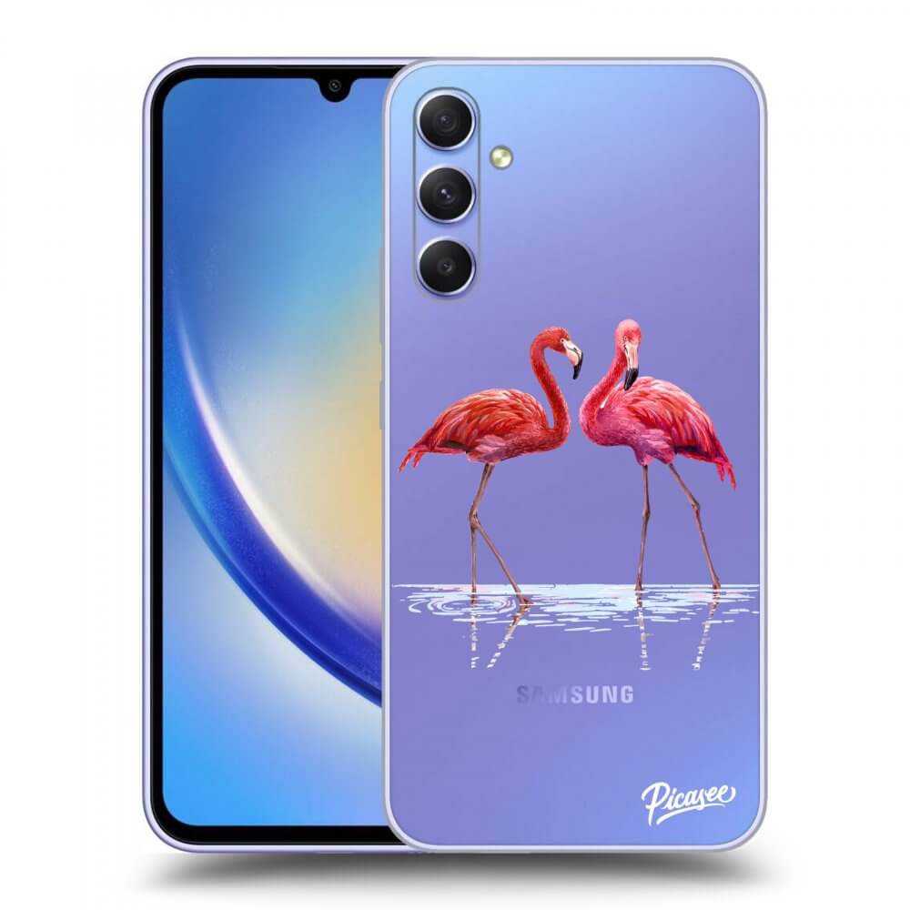 Picasee silikonska prozirna maskica za Samsung Galaxy A34 5G A346B - Flamingos couple