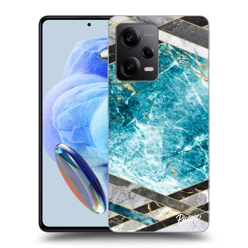 Picasee silikonska prozirna maskica za Xiaomi Redmi Note 12 5G - Blue geometry
